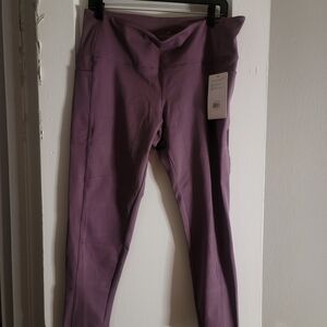 Danskin Single Brushed 7/8 Legging-Berry Conserve with Pockets